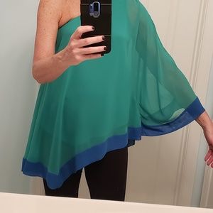 Allen B flowy one shoulder top
